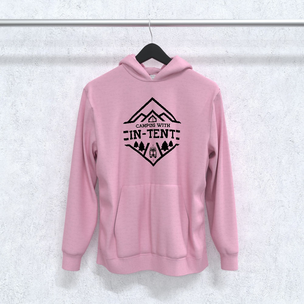 Camping with intent kids Hoodie (black print)