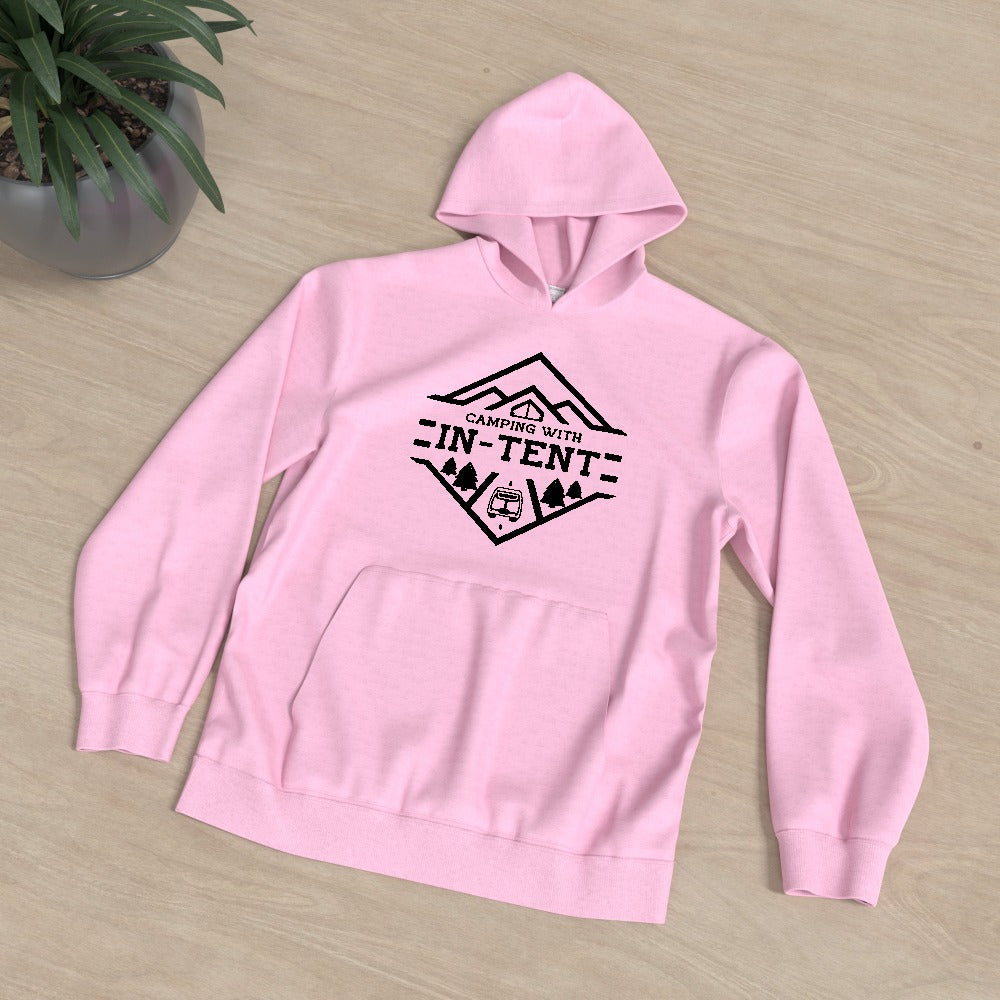 Camping with intent kids Hoodie (black print)